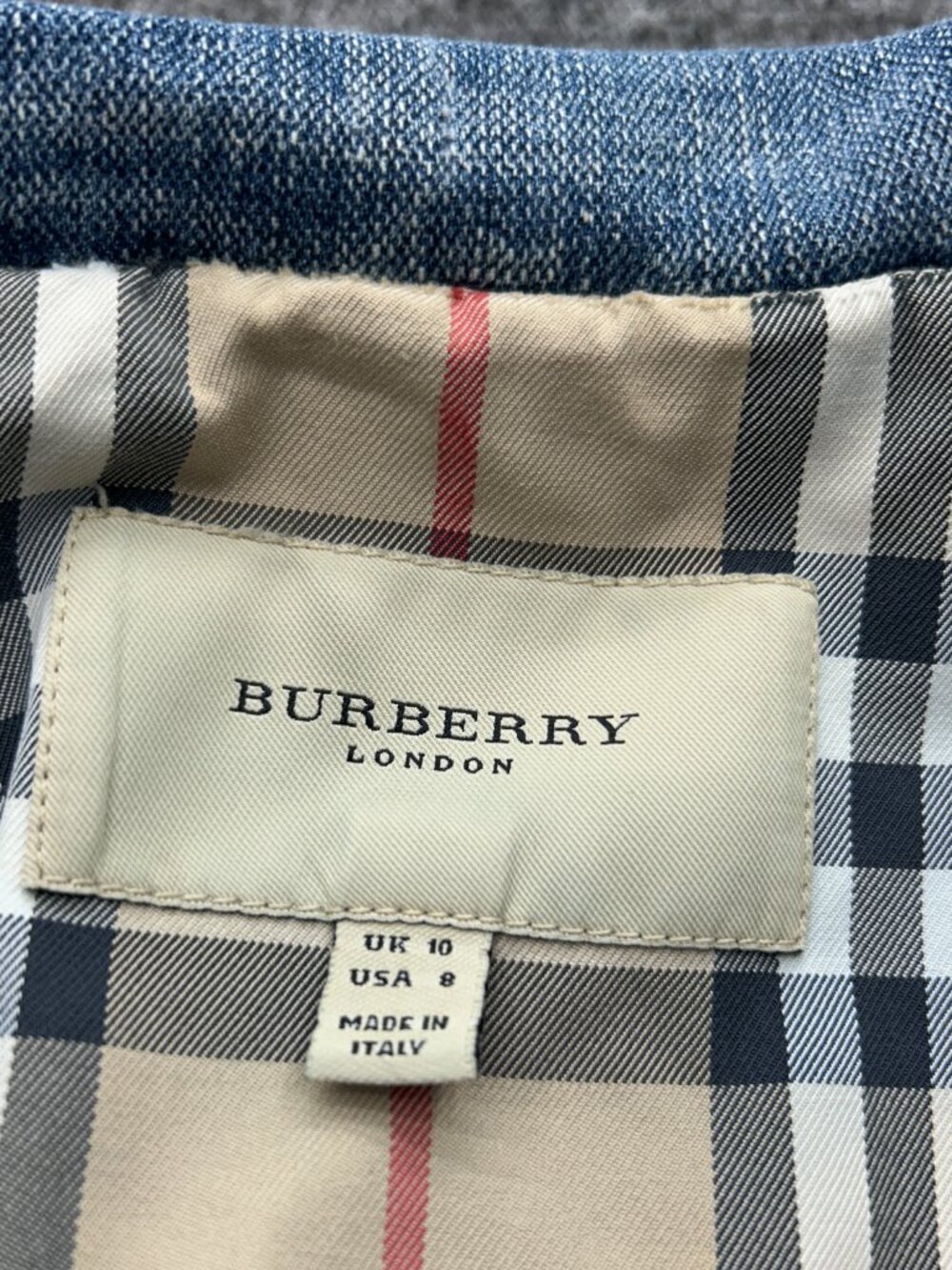 Burberry Denim Jacket Nova Check Womens Size 8 US Blazer - Picture 9 of 16